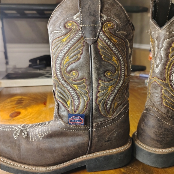 White Wolf Brown Embroidered Cowboy Boots Viboron Mexico 6 - Picture 9 of 13